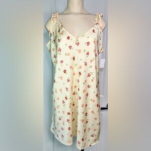 BP. Floral Print Dress Pale Yellow With Tied Straps Lightweight Silky Fabric